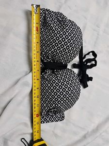 Geometric Black &amp; White Bikini Top