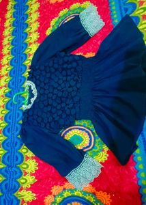 Navy Blue Dress with Lace Details