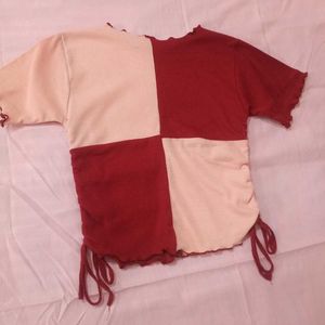 Color Block Ruffle Trim Tee