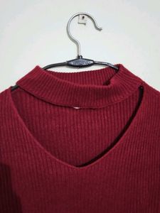 Maroon Ribbed Top