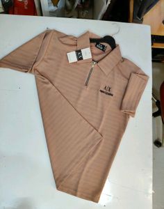 Size:L Armani Exchange Stylish Brown Polo T-Shirt