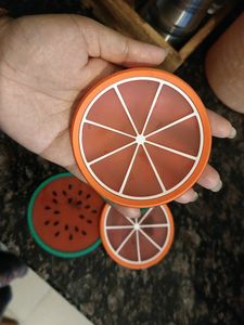 (4PCS)Round Silicone Coasters Creative Fruit Shape
