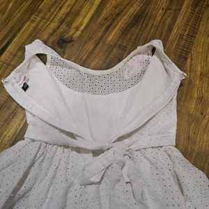 Girl&#39;s Schiffli Dress with Pink Floral Detail