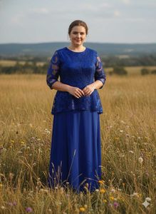 Elegant Blue Lace Dress