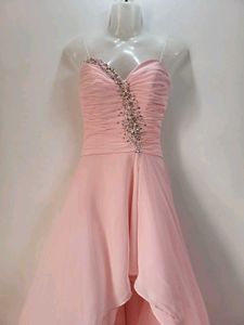 Pink Ruched High-Low Party Dress
