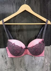 Pink Polka Dot Lace Bra