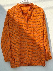 Full Sleeve Orange Kurta| Black Sanskrit Mantra