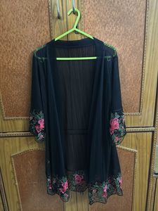 Floral Embroidered Sheer Kimono