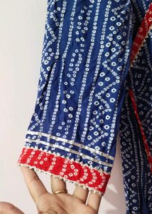 Blue Bandhini Anarkali Kurta