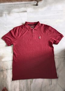 Polo Neck T Shirt Maroon
