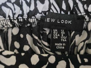 Silk Black And White Long Skirt UK 12