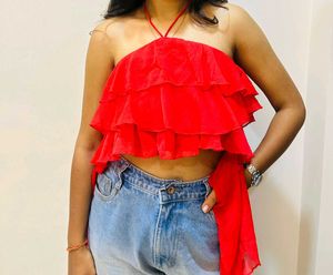 Red Ruffled Top
