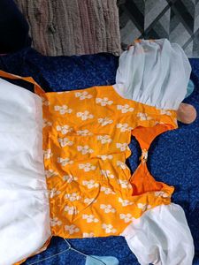 Orange &amp; White Party Dress