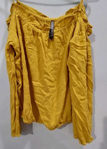 Mustard  yellow Off-Shoulder Top