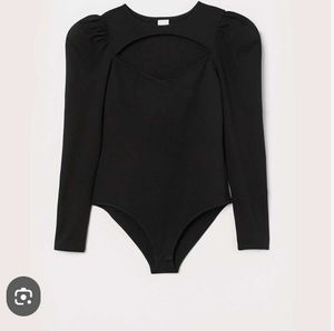 H&M Beautiful Black Puffed Sleeve Bodysuit