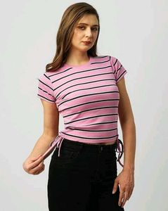 Kraus Jeans Ribbed Pink Top