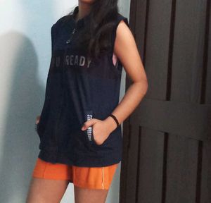 Navy blue Sleeveless Jacket