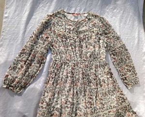 Floral Printed Tie-Up Neck Fit &amp; Flare Dress