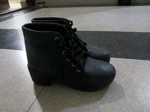 Black Short Boots Size 38 Uk 5