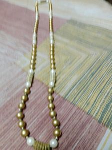 Pearl And Gold Tone Necklace
