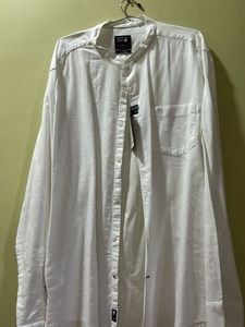 White Chinese Collar Shirt