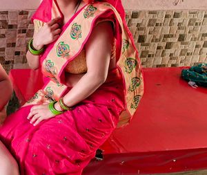 Saree With Golden Blouse