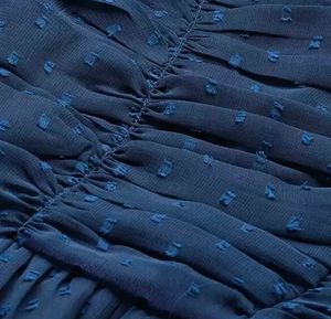 Blue Swiss Dot Puff Sleeve Top