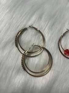 Golden Stylish Hoop Earrings Combo