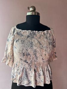 Floral Print Smocked Top
