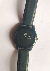 Titan Black Leather Watch