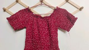 Red Polka Dot Off-Shoulder Maxi Dress