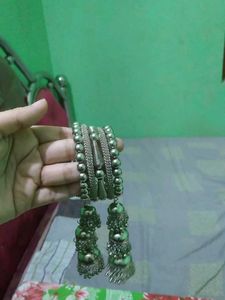 Silver Tone Jhumka Bangles