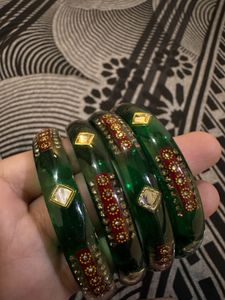Green &amp; Gold Bangle Set