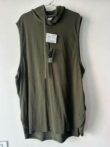 Olive Green Sleeveless Hoodie XL
