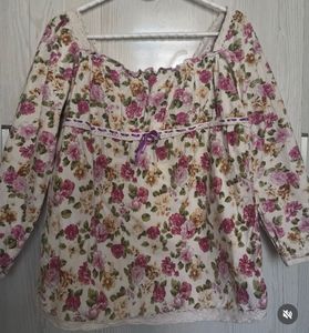 Floral Print Peasant Blouse