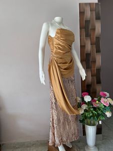 SATIN GOLD SEQUINED GOWN