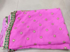 Pink Saree With Blouse