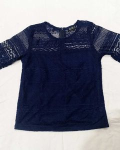 Elegant Navy Lace Top