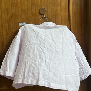 Lavender Shirt Crop Top