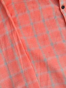 Peach Colour Checked Shirt