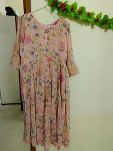 Beautiful Pink Frock With Straight Paint