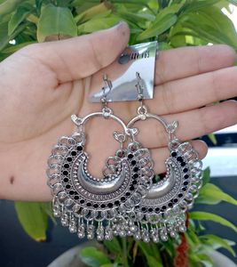 Elegant Silver Oxidized Jhumka Earrings