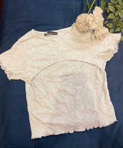 ( SALE) LIGHT GREY STRETCHABLE TOP