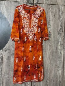 Orange Embroidered Kurta