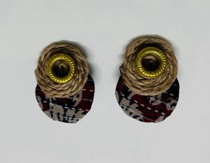 4 Pair Of Handmade Fabric Studs And 2 Fabri Rings