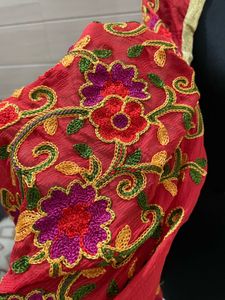 Red Embroidered Dupatta