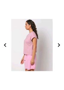 Women&#39;s Light Pink Solid Cap Sleeve Cotton T-Shirt