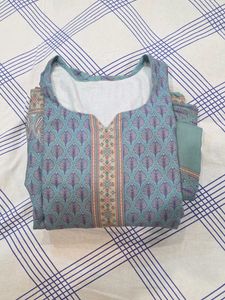 Blue Printed  Wollen Kurta Set