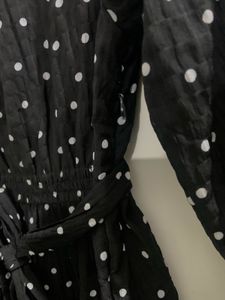 Chic Black Polka Dot Midi Dress