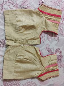 pink and cream saree